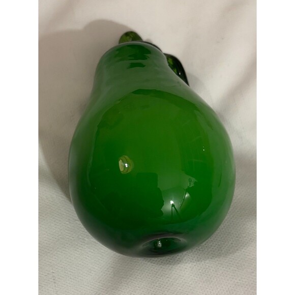 Vintage Murano Style Pear Hand Blown Glass Green 4.5” Textured Realistic Art - Picture 4 of 5